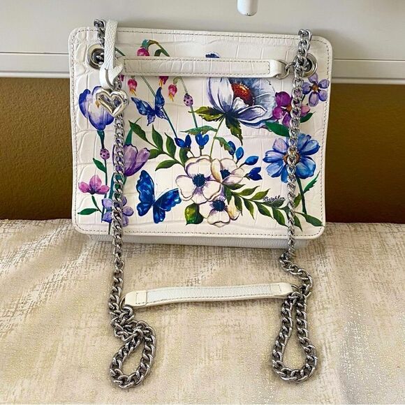 Authentic Brighton Sylvie White Floral Chain Shoulder/Crossbody Bag/Purse. EUC! - Picture 4 of 13